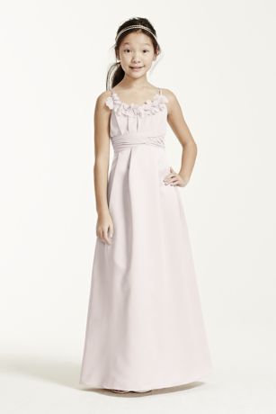Ruched Bodice Satin Champagne Bridesmaid Dresses